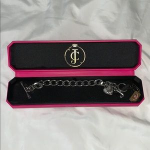 Juicy Couture Silver Pave Banner Heart Bracelet